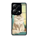 BG AKSESUAR Xiaomi Redmi Note 13 Pro 4G ile Uyumlu Kılıf, Mat Siyah, Yumuşak Silikon, Koruyucu, Şok Emici, Kedi Tasarımı