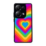 BG AKSESUAR Xiaomi Redmi Note 13 Pro 4G ile Uyumlu Kılıf, Mat Siyah, Yumuşak Silikon, Koruyucu, Şok Emici, Renkli Kalp Baskılı