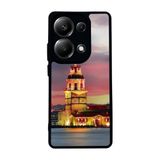 BG AKSESUAR Xiaomi Redmi Note 13 Pro 4G ile Uyumlu Mat Siyah Kılıf, Yumuşak Silikon, Koruyucu, Şok Emici, Galata Kulesi Baskılı