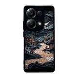 BG AKSESUAR Xiaomi Redmi Note 13 Pro 4G ile Uyumlu Mat Siyah Kılıf, Yumuşak Silikon, Manzara Baskılı, Koruyucu, Şok Emici