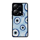 BG AKSESUAR Xiaomi Redmi Note 13 Pro 4G ile Uyumlu Nazar Boncuğu Desenli Kılıf, Mat Siyah, Yumuşak Silikon, Koruyucu, Şok Emici