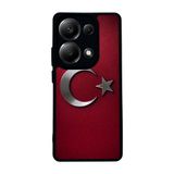 BG AKSESUAR Xiaomi Redmi Note 13 Pro 4G ile Uyumlu Türk Bayrağı Baskılı Mat Siyah Silikon Kılıf, Şok Emici Koruyucu Kapak