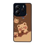 BG AKSESUAR Xiaomi Redmi Note 14 4G ile Uyumlu Baskılı, Mat Siyah, Yumuşak Silikon, Şok Emici, Oyuncak Ayıcık Tasarımı Kapak Kılıf