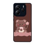 BG AKSESUAR Xiaomi Redmi Note 14 4G ile Uyumlu Oyuncak Ayıcık Tasarımı, Yumuşak Silikon, Şok Emici Kapak Kılıf, Kahverengi