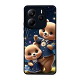 BG AKSESUAR Xiaomi Redmi Note 14 5G ile Uyumlu Baskılı, Mat Siyah, Yumuşak Silikon, Şok Emici, Oyuncak Ayıcık Tasarımı Koruyucu Kılıf