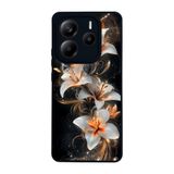 BG AKSESUAR Xiaomi Redmi Note 14 5G ile Uyumlu Kılıf, Mat Siyah, Çiçek Deseni, Yumuşak Silikon, Şok Emici