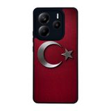 BG AKSESUAR Xiaomi Redmi Note 14 5G ile Uyumlu Türk Bayrağı Baskılı Kılıf, Mat Siyah, Yumuşak Silikon, Koruyucu, Şok Emici
