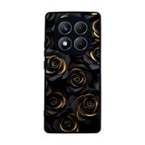 BG AKSESUAR Xiaomi Redmi Note 14 Pro 4G ile Uyumlu Kılıf, Yumuşak Silikon, Koruyucu, Şok Emici, Çiçek Deseni, Siyah