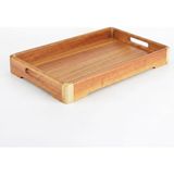 Bg Büyük Boy Akasya Ahşap Sunum Tepsisi (40X28 Cm) - Doğal Ahşap Çay, Kahve ve Kahvaltı Tepsisi, Kulplu Tasarım
