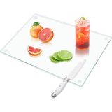 B&G GLASS Temperli Cam Kesme & Sunum Tahtası Kaymaz Ayaklı Isıya Dayanıklı Çizilmez Antibakteriyel 25X35 6mm Şeffaf - 25 x 35 cm