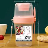 BG Signature 2 Katmanlı Bpa Içermeyen Salata ve Atıştırmalık Kabı - Sos Hazneli, Taşıma Ipli ve Kaşık/çatal Setli - Pembe