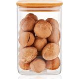 Bg Store 1100ML Sızdırmaz Vakumlu Bambu Kapaklı Borosilikat Cam Kavanoz – Hava Geçirmez & Dayanıklı Gıda Saklama Kabı (10CM x 17CM)