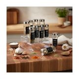 Bg Store 12’li Metal Kapaklı Cam Baharatlık Seti, 80ML, 110ML ve 170ML Boyut Seçenekli, Etiket Hediyeli Silindir Baharat Takımı, Modern Mutfak Düzenleyici Kavanoz Seti (170ML- 12 Adet)