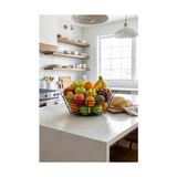 Bg Store 23 cm Siyah Metal Ekmek Sepeti Astarlı Yuvarlak Ekmeklik ve Meyvelik – Yıkanabilir Bez Astar, Şık ve Dekoratif Sunum Sepeti, Mutfak Tezgahı Için Modern Tasarım