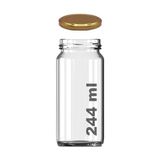 Bg Store 3 Adet 224 ml Cam Kavanoz, Gold Metal Kapaklı, Şeffaf Konserve Kavanozu (224 Mililitre)