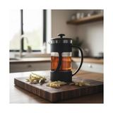 Bg Store 350 ml French Press Filtre Kahve ve Bitki Çayı Demleme Kupası | Metal Filtreli, Isıya Dayanıklı, Portatif Siyah Demlik| Iç Hazne Sert Kristal Mikadandır Cam Değildir