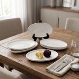 Bg Store 6'lı Porselen Küçük Boy Oval Tabak Seti - Minimalist Beyaz Sunum Tabağı Kahvaltılık Mezelik ve Sosluk Servis Takımı (16 x 9,7 x 2,2 Cm) - 0,60 x 19 x 29 cm