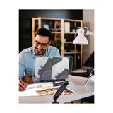 Bg Store Ayarlanabilir Masa Kenarı Kitap ve Tablet Standı – 360° Dönebilen, 87.5cm Yükseklik Ayarlı, Kelepçeli Metal Kol, Şeffaf Akrilik Panel, Kitap Okuma, Tablet, iPad ile Uyumlu | P87