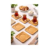 Bg Store Bambu Çay Tabağı Altlığı, Kare Şekilli, Bej, Elde Yıkama Önerilen, Bulaşık Makinesi Uygun Değil, 10 x 10 Cm, 6 Parça - 0,5 x 7 cm