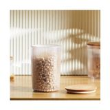 Bg Store Düz Desenli Cam Saklama Kabı - Hava Geçirmez Ahşap Kapaklı, Lüks Mutfak ve Restoran Kullanımı Için (250 Ml)