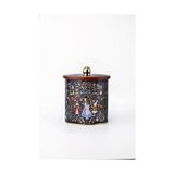 Bg Store Evle-Tales Desenli Yuvarlak Metal Saklama Kabı, Erzak Saklama Kabı - Organizer Kutu 14 cm x 15 cm (Tales Alices)