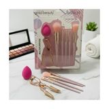 Bg Store Gold Beauty Kirpik Kıvırıcı ve Makyaj Süngeri Hediyeli 7 Parça Makyaj Fırçası