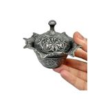 Bg Store Kapaklı Metal Şekerlik – Osmanlı Motifli Gültaş Küçük Sunum Kasesi, Çikolata ve Lokum Kabı – Kahve Sunumları Için Dekoratif Şekerlik (Siyah) - 0,18 kg