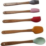 Bg Store Silikon Mini Spatula Seti, 5’li Renkli Bambu Saplı – Isıya Dayanıklı Mutfak Spatulası ve Fırça | Yapışmaz Yüzeyler Için | Kek, Pasta ve Yemek Yapımı - 0,5 x 7 cm