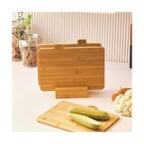 Bg Store Standlı 3'lü Bambu Kesme Tahtası Seti – Hijyenik ve Dayanıklı Mutfak Kesim Panosu, Sebze ve Et Doğrama Için Ideal, Şık ve Fonksiyonel Tasarım - Ahşap
