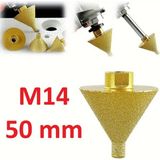 Bga M10 - M14 Girişli 3 Kademeli Mermer Fayans Granit Delme Matkap Avuç Içi Taşlama Ucu Dişli Elmas Başlığı - M14 KONİK UÇLU 50 MM