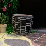 BGG Duvar Çizgi Desenli Orkidelik Dekoratif Beton Saksı - Siyah