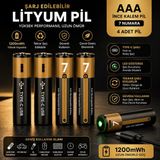 BGG Tech 4 Adet Aaa Şarj Edilebilir Ince Kalem Pil 1.5V 1200 Mwh Lityum Iyon Kumanda Pili
