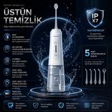 BGG Tech Akıllı Diş Temizleme Cihazı 4 Modlu Şarjlı Taşınabilir 320 ml Su Hazneli Diş Temizleyici Ağız Duşu - Beyaz