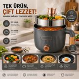 BGG Tech Elektrikli Çelik Tencere 1.6l Çok Amaçlı Mini Taşınabilir Buharlı Yemek Pişirme Makinesi - Antrasit