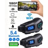 BGG Tech K10 Kask Interkom HD Kamera Hd Kayıt ve Bluetooth Özellikli Su Geçirmez 32GB Kart Hediyeli - Siyah