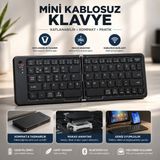BGG Tech Kablosuz Klavye Bluetooth Katlanabilir Şarjlı Mini Klavye Telefon Tablet Bilgisayar Uyumlu - Siyah