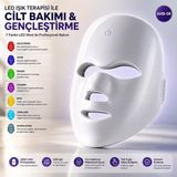 BGG Tech LED Yüz Bakım Maskesi - 7 Renk LED Işık Teknolojisi, Kablosuz Kullanım, 400MAH Şarjlı Batarya Entegre Zamanlayıcı Evde Profesyonel Cilt Bakım Cihazı - Beyaz