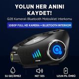 BGG Tech Q28 Kask Kameralı Bluetooth Kulaklık Intercom 1080P Hd Video + Müzik + Çağrı Interkom - Siyah