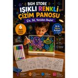 BGH STORE LED IŞIKLI ÇİZİM BOYAMA TAHTASI | STANDLI | 7 RENKLİ KALEM HEDİYELİ | 20x20 CM