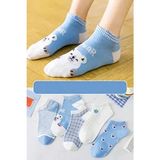 Bgk Mavi Bear Çizgili Patik Çorap 5'li Paket Esnek Kumaş ve Çok Renkli Desen ile Kadınlar İçin
