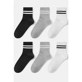Bgk Unisex 6'lı Çizgili Tenis Çorap - 36 - 41 - Renkli