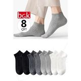 bgk Unisex Patik Çorap 8 Çift Esnek Çok Renkli Düz Desenli Yüksek Lifli Pamuk İplikleri - 36 - 40