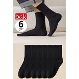 Bgk Unisex Siyah Kolej Düz Desensiz Çorap 6 Adet - 36 - 41