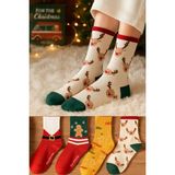 Bgk Unisex Yılbaşı Çorap Renkli Örme Detaylı Pamuk-Elastan-Polyester 4'lü Yeni Yıl Deseni - 41 - 45
