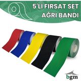 BGM Agrı Bandı 5’li Fırsat Paketi Kinesio Tape 4,5 Metre x 5cm - Karışık - Standart