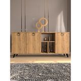 BGR Mobilya Ahşap 3 Kapaklı Konsol - Ahşap Rengi - 160 x 70 cm