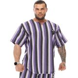 BGSM Erkek Oversize T-Shirt Çizgili Gym Rag Top 3339 - 2XL - Lila