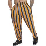 BGSM Loose Fit Çizgili Yazlık Eşofman Altı Fitness Pantolon Bgsm PNT1396 - Turuncu