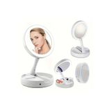 Bgz Store Seyahat Makyaj Aynası, Taşınabilir Katlanır 1X/10X Büyüteçli LED Işıklı Çift Taraflı Makyaj Aynası