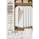 Bhm 4'lü Takım Elbise Kılıfı 60X100 cm Çift Fermuarlı Gamboç Elbise Kılıfı Kıyafet Koruyucu Toz Geçirmez Dolap Düzenleyici - Beyaz - 60 x 100 cm